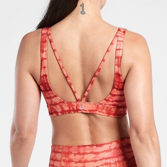 Athleta Exhale Printed Sports Bra A-C Cup Tahiti Island Coral Strappy size XS - Picture 2 of 8